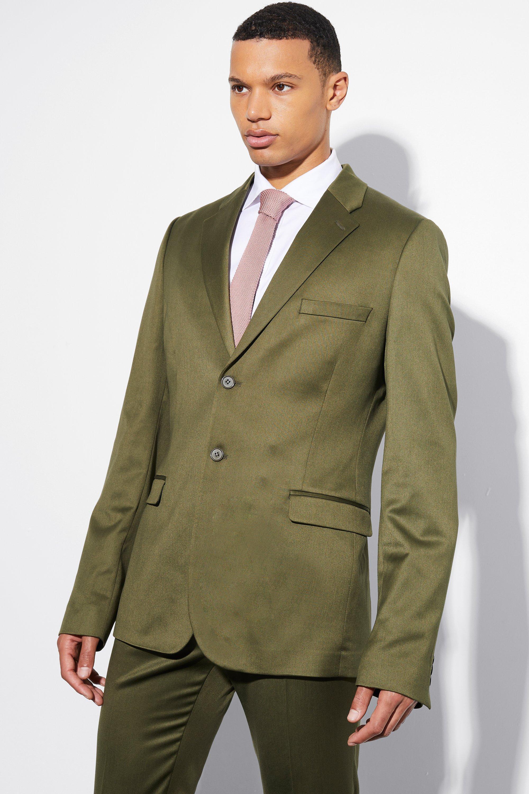 Tall Skinny Satin Suit Jacket | boohooMAN USA Product Image