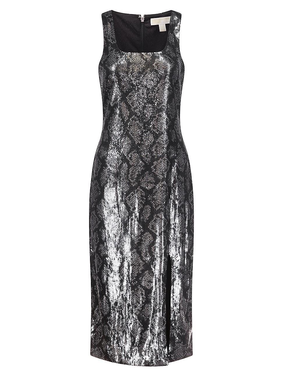 Womens Sequin Snakeskin Midi-Dress Product Image