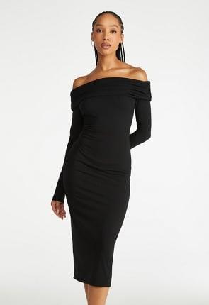 Off Shoulder Knit Midi Dress Product Image