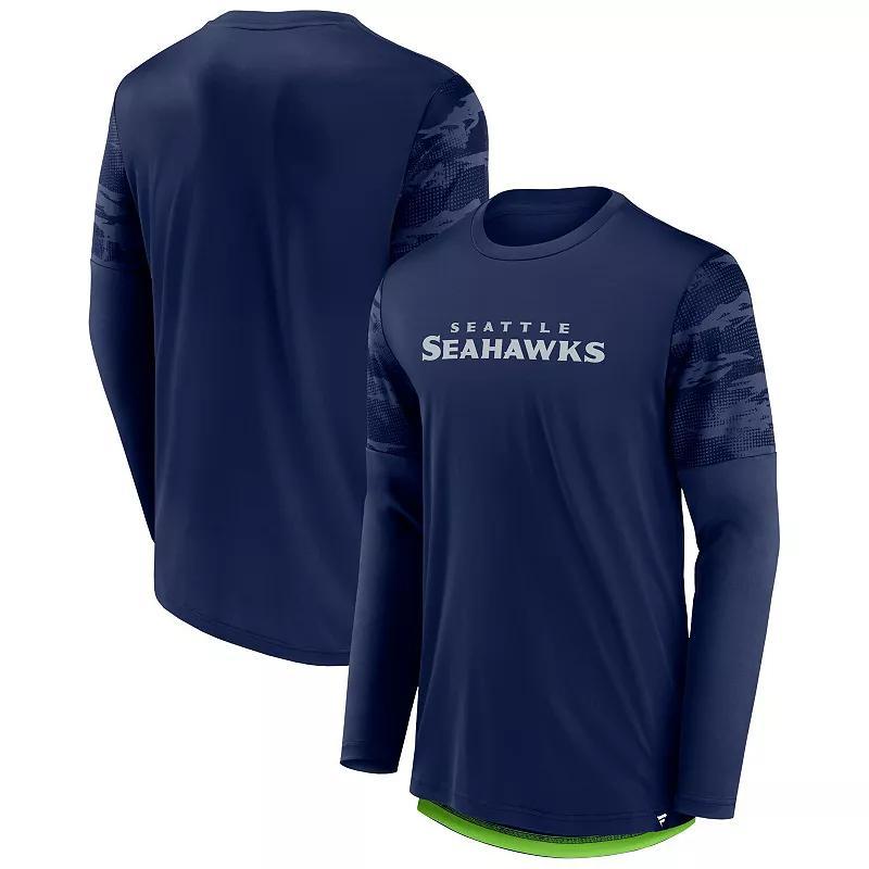 Mens Fanatics College Navy Seattle Seahawks Square Off Long Sleeve T-shirt - Navy Product Image