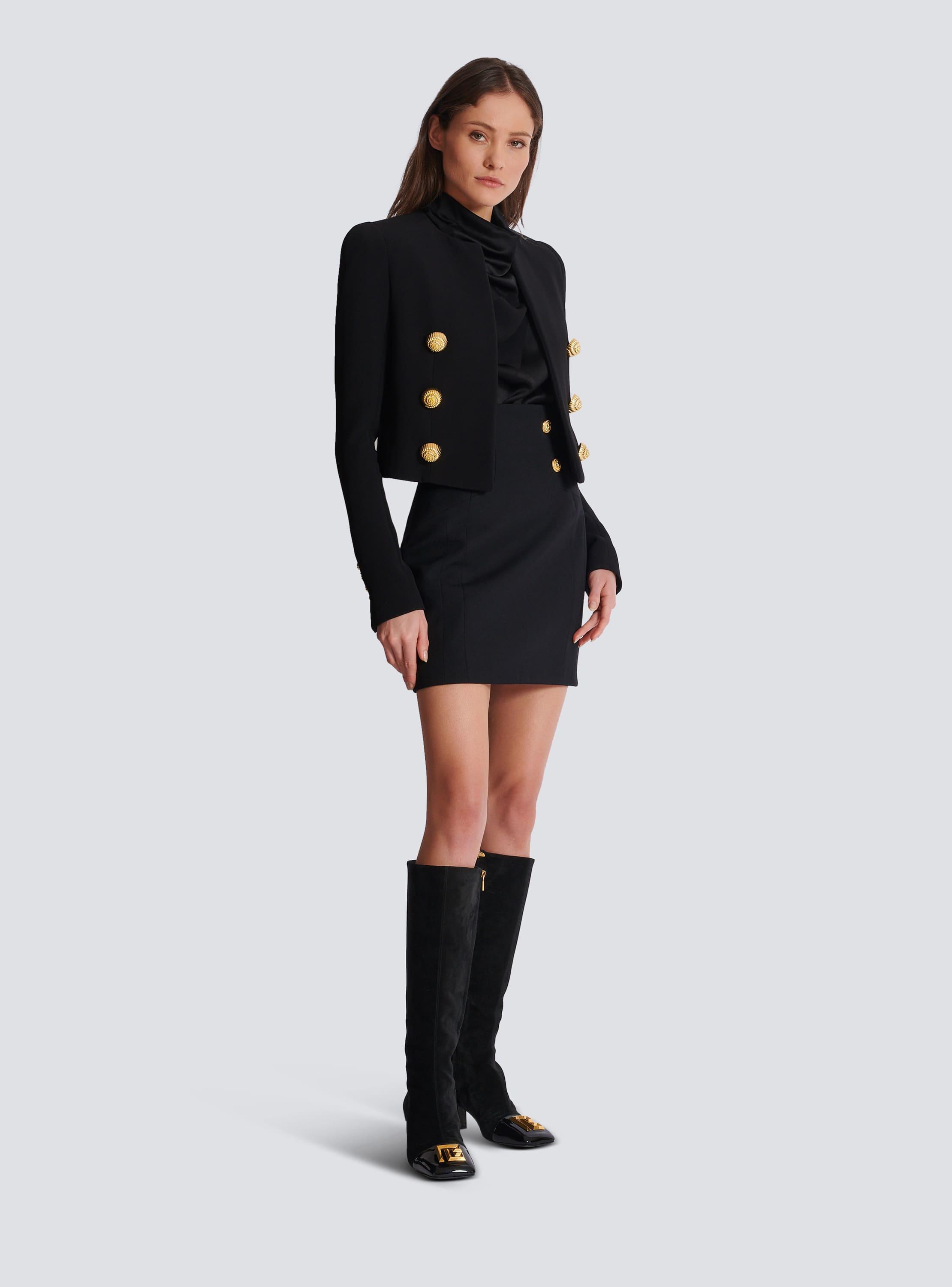 Buttoned cropped crepe jacket Product Image