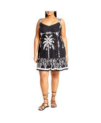 Plus Size Peta Border Print Dress Product Image