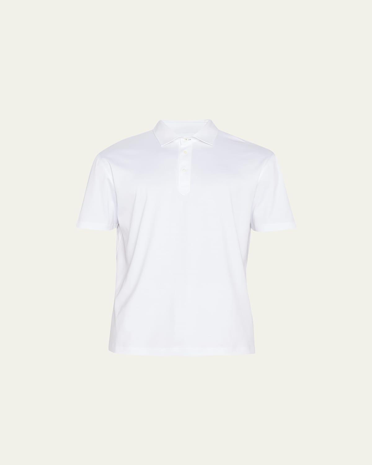 Mens Jersey Polo Shirt - White - Size 42 - White - Size 42 Product Image