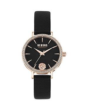 Versus Versace Womens Three-Hand Quartz Mar Vista Black Leather Strap 34mm Product Image