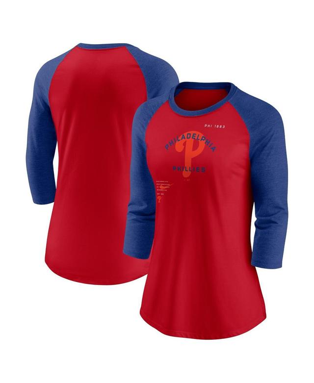 Womens Nike Red Philadelphia Phillies Next Up Tri-Blend Raglan 3/4-Sleeve T-shirt - Red Product Image