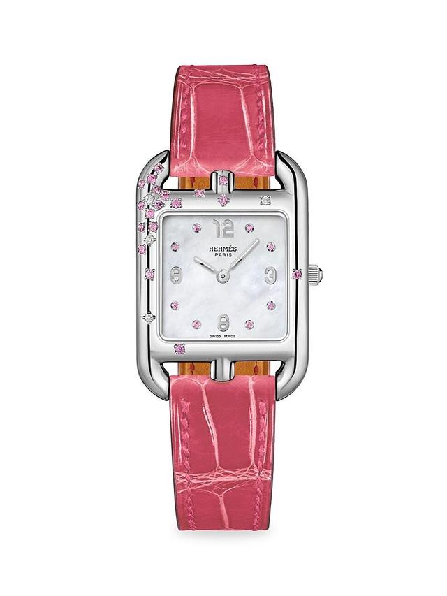 Womens Cape Cod Stainless Steel, Pink Sapphire, Diamond & Alligator Strap Watch/23MM Product Image