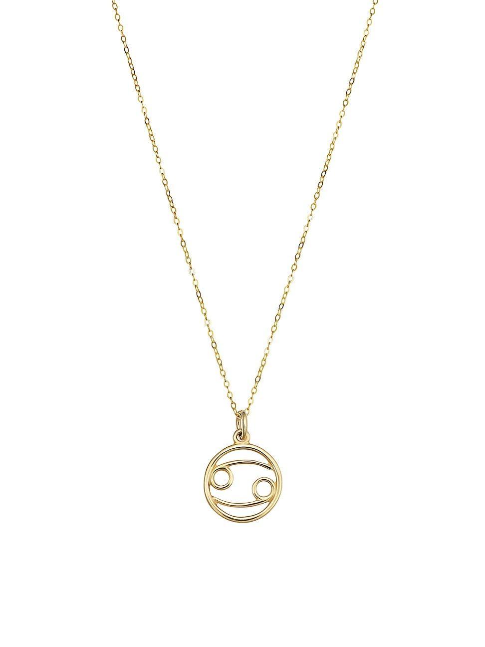 Womens 14K Yellow Solid Gold Zodiac Pendant Necklace Product Image