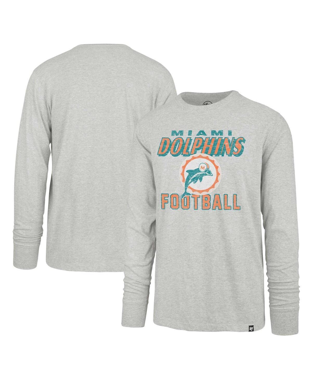 Mens 47 Brand Gray Distressed Miami Dolphins Dozer Franklin Throwback Long Sleeve T-Shirt Product Image