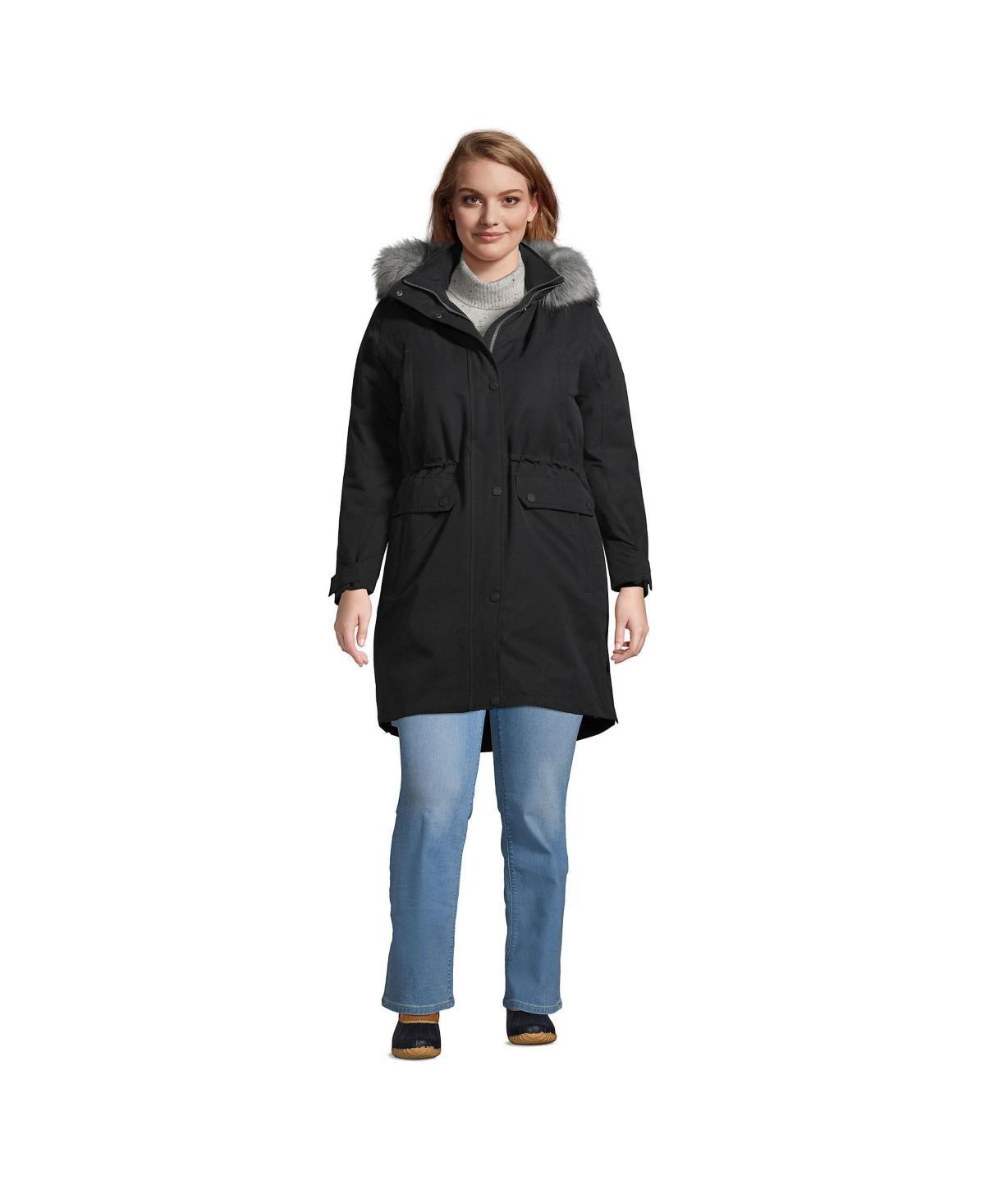 Plus Size Lands End Expedition Down Waterproof Winter Parka, Womens Dark Blue Product Image