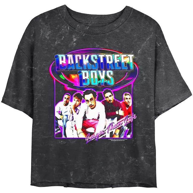 Juniors Backstreet Boys Larger Than Life Cover Crop Top Mineral Wash Graphic Tee, Womens Product Image