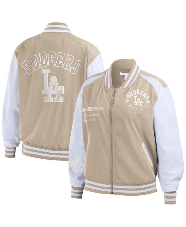 Womens Wear by Erin Andrews Tan Los Angeles Dodgers Tonal Full-Zip Bomber Jacket Product Image