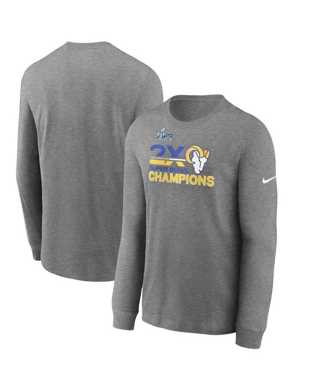 Mens Nike Heather Charcoal Los Angeles Rams 2-Time Super Bowl Champions Long Sleeve T-shirt Product Image