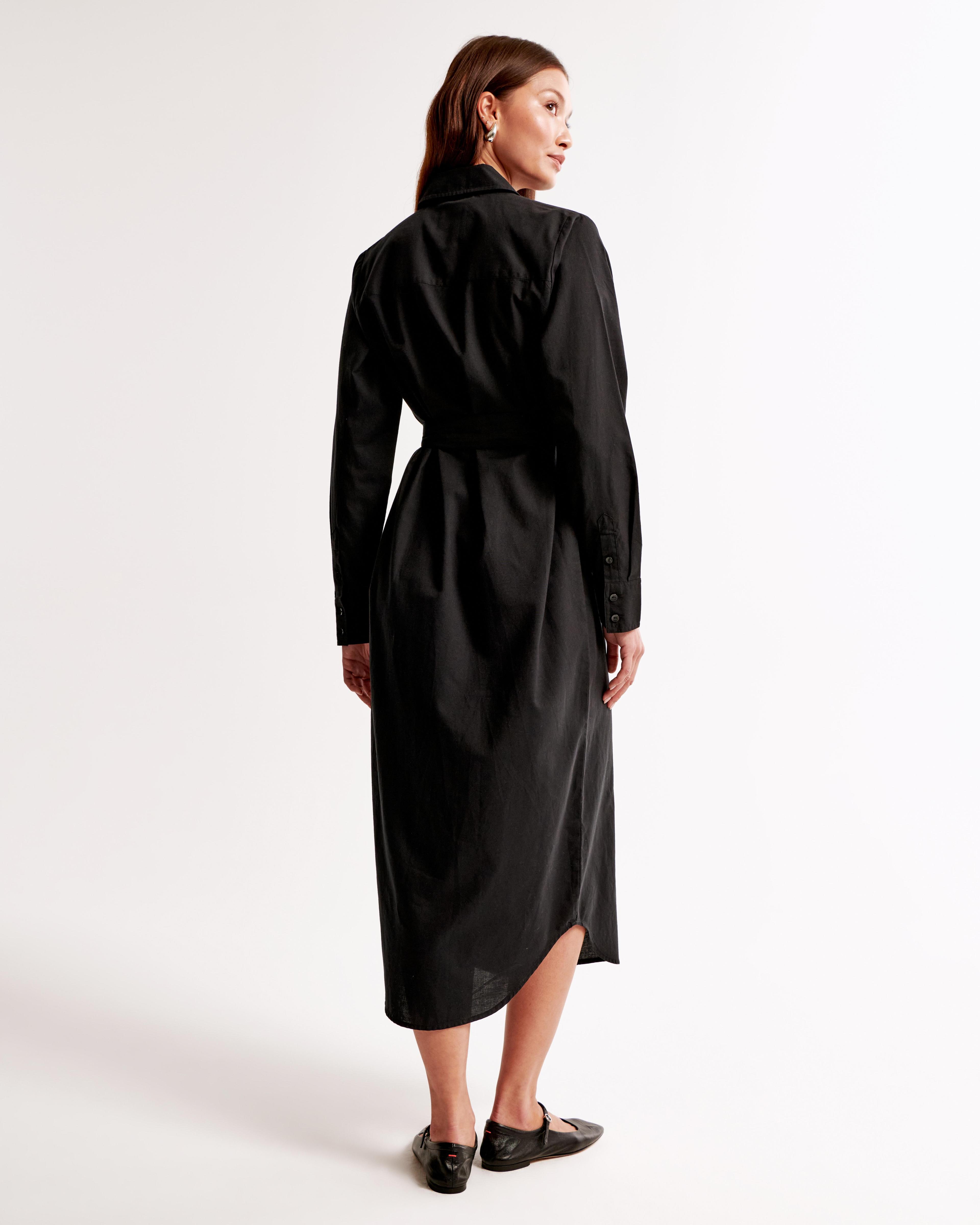 Long-Sleeve Belted Shirt Dress Product Image