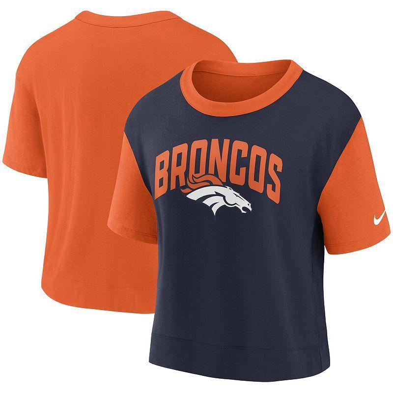 Womens Nike /Navy Denver Broncos High Hip Fashion T-Shirt Product Image