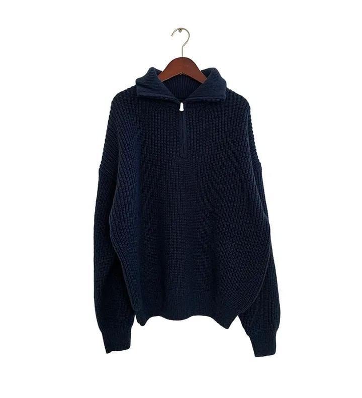 Half-Zip Plain Sweater Product Image