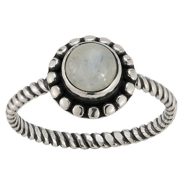 Sunkissed Sterling Sterling Silver Oxidized Round Moonstone Ring, Womens Silver Tone Product Image