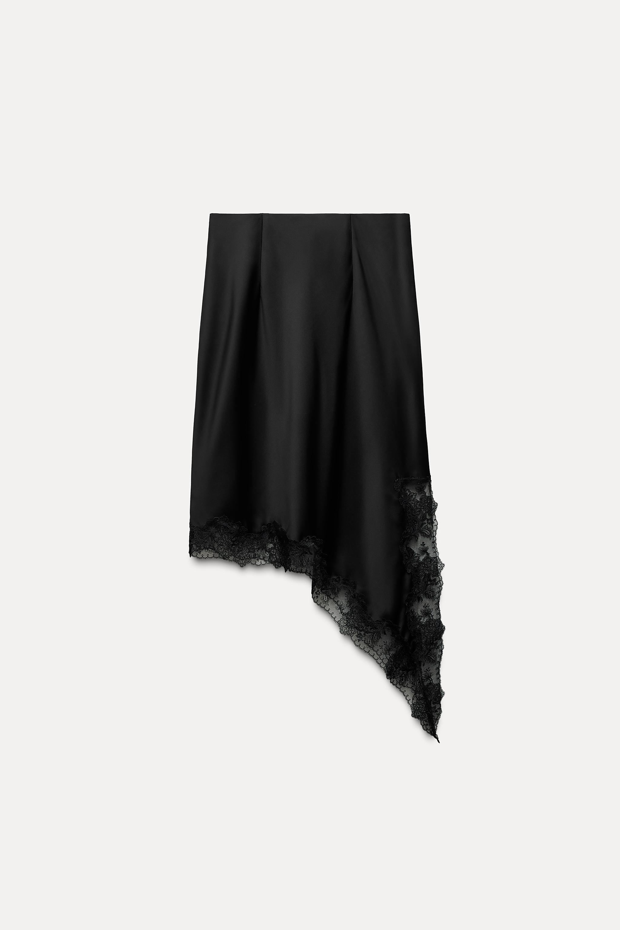 SATIN EFFECT LACE SKIRT ZW COLLECTION Product Image