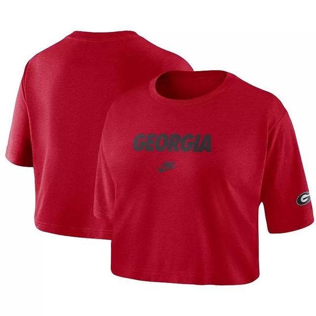 Womens Nike Georgia Bulldogs Wordmark Cropped T-Shirt Product Image