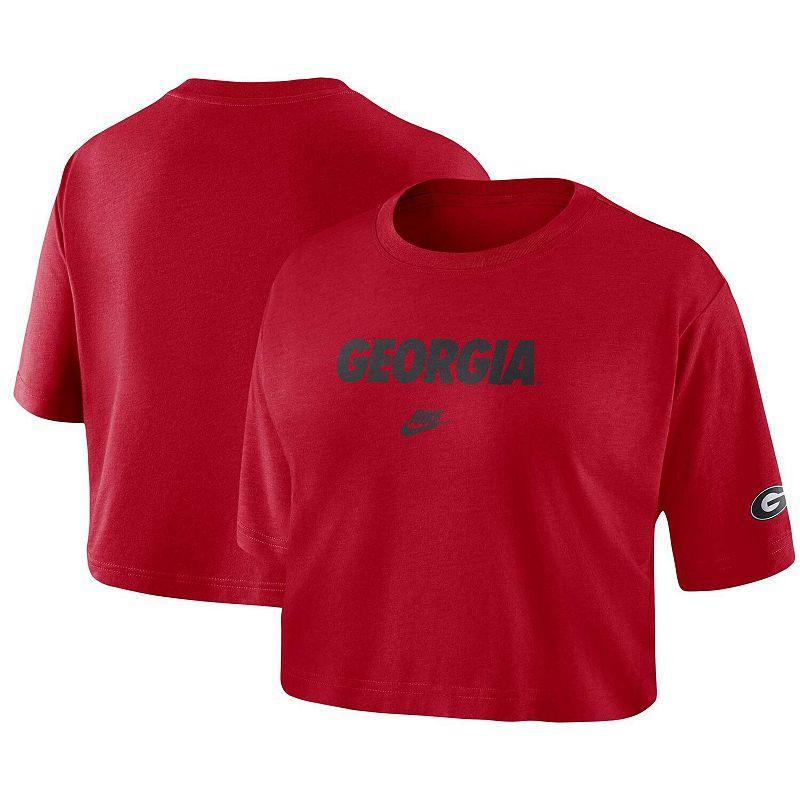 Womens Nike Red Georgia Bulldogs Wordmark Cropped T-shirt Product Image