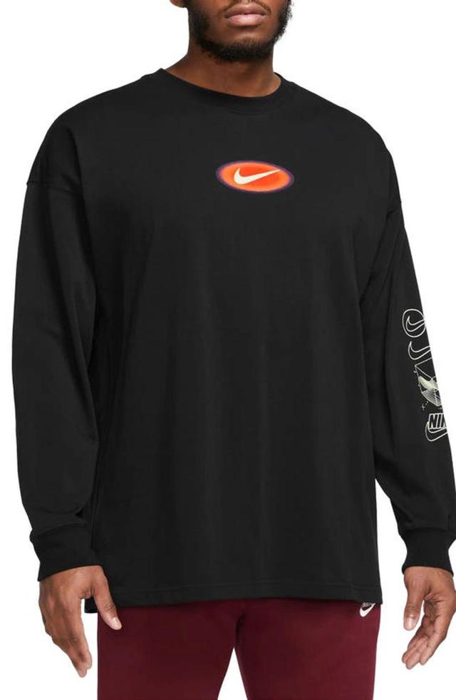 Sportswear Oversize Long Sleeve Graphic T-shirt In Black Product Image