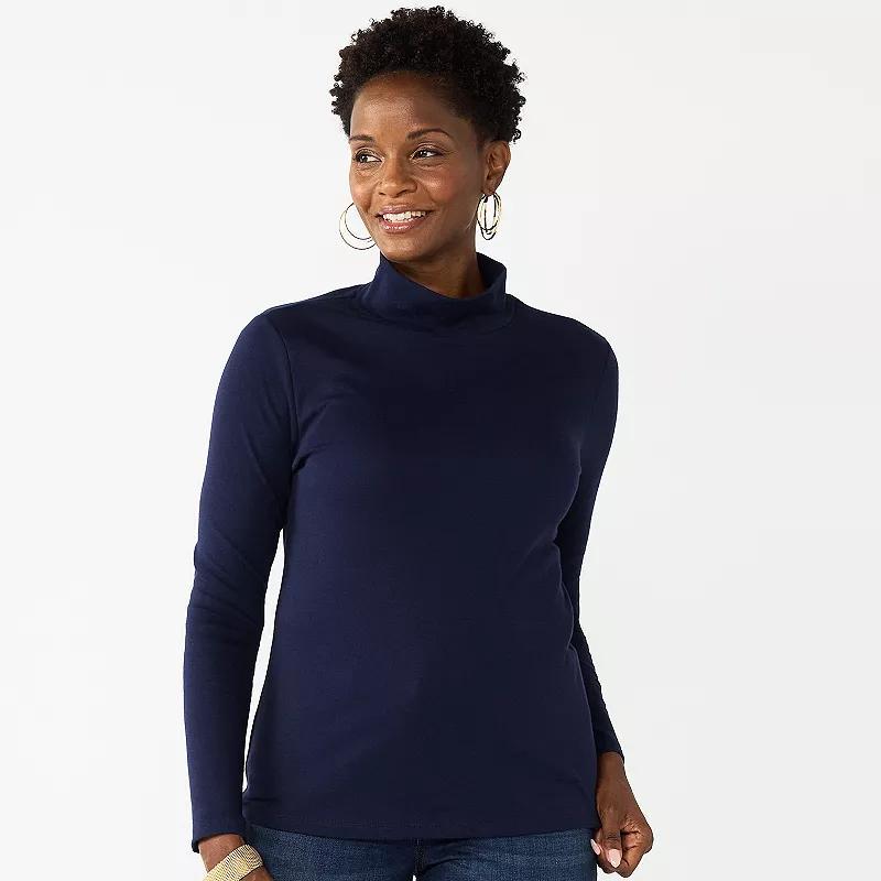 Womens Croft & Barrow Essential Long-Sleeve Mockneck Top Product Image