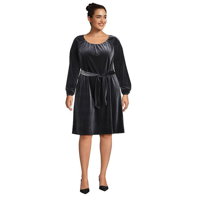 Womens Lands End Velvet Belted Knee Length Dress Product Image