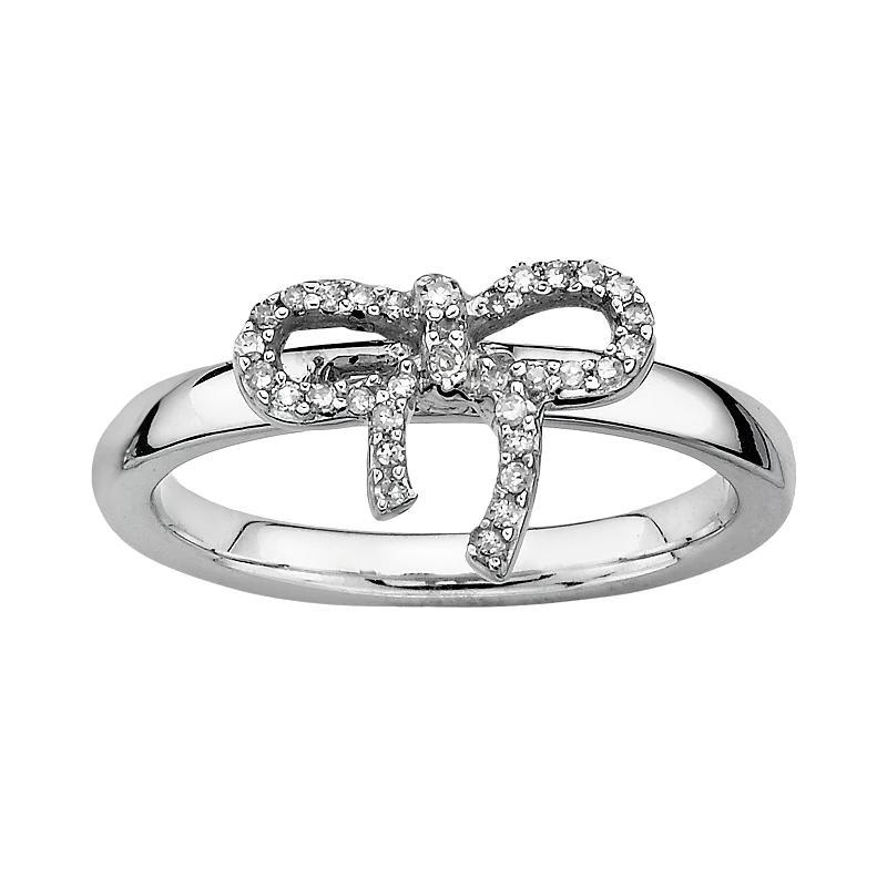 Stacks & Stones Sterling Silver 1/10-ct. T.W. Diamond Bow Stack Ring, Womens, Grey Product Image