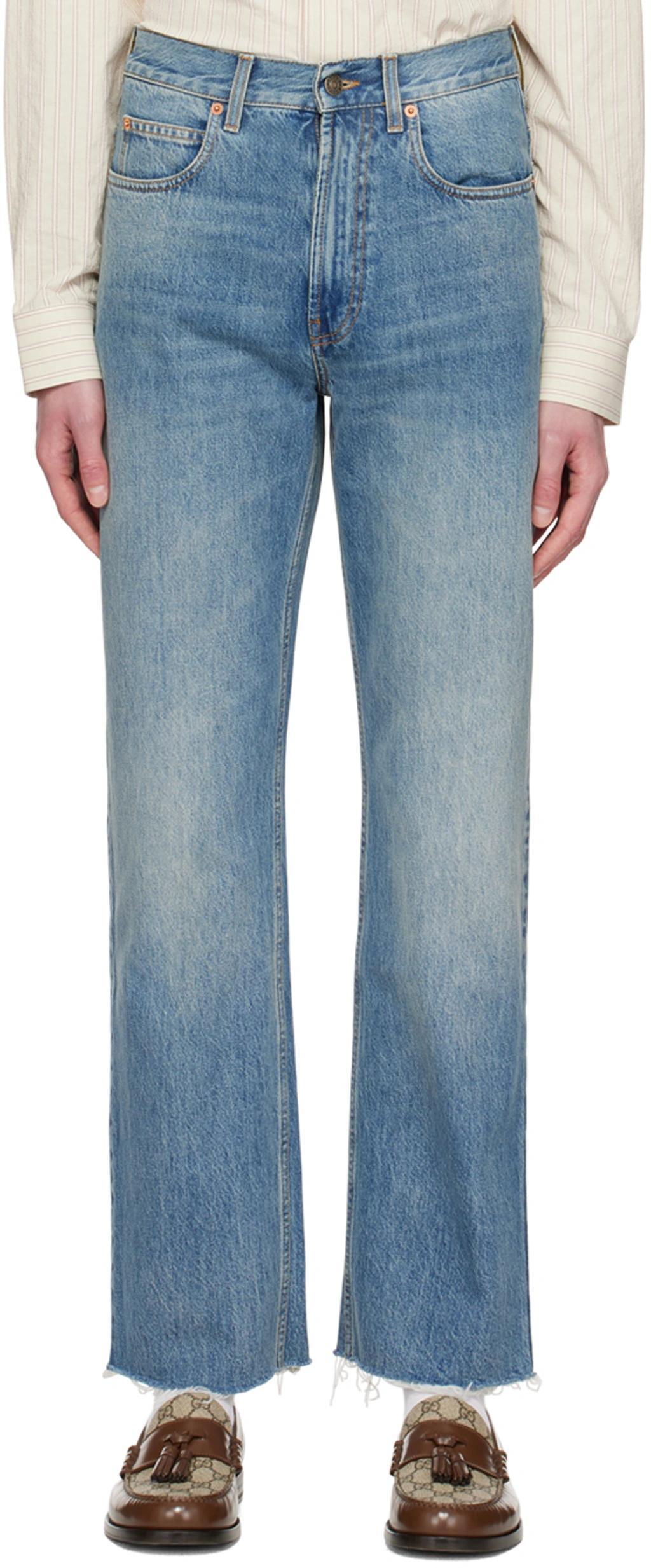 GUCCI Straight Leg Cotton Denim Jeans In Lightblue product image