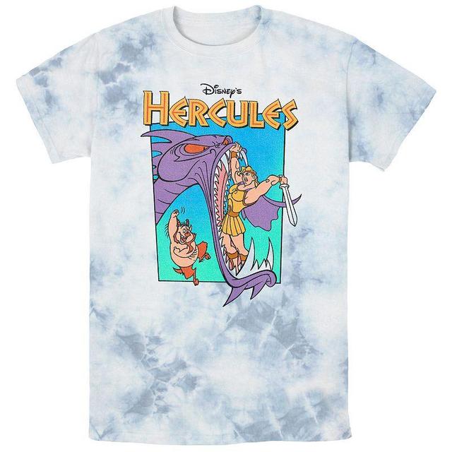 Disneys Hercules Mens Hydra Battle Retro Bombard Wash Graphic Tee Blue Product Image