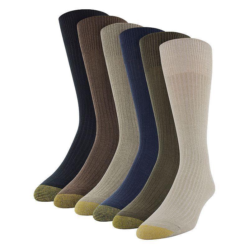 Mens GOLDTOE 6-pack Stanton Crew Socks Grey Product Image