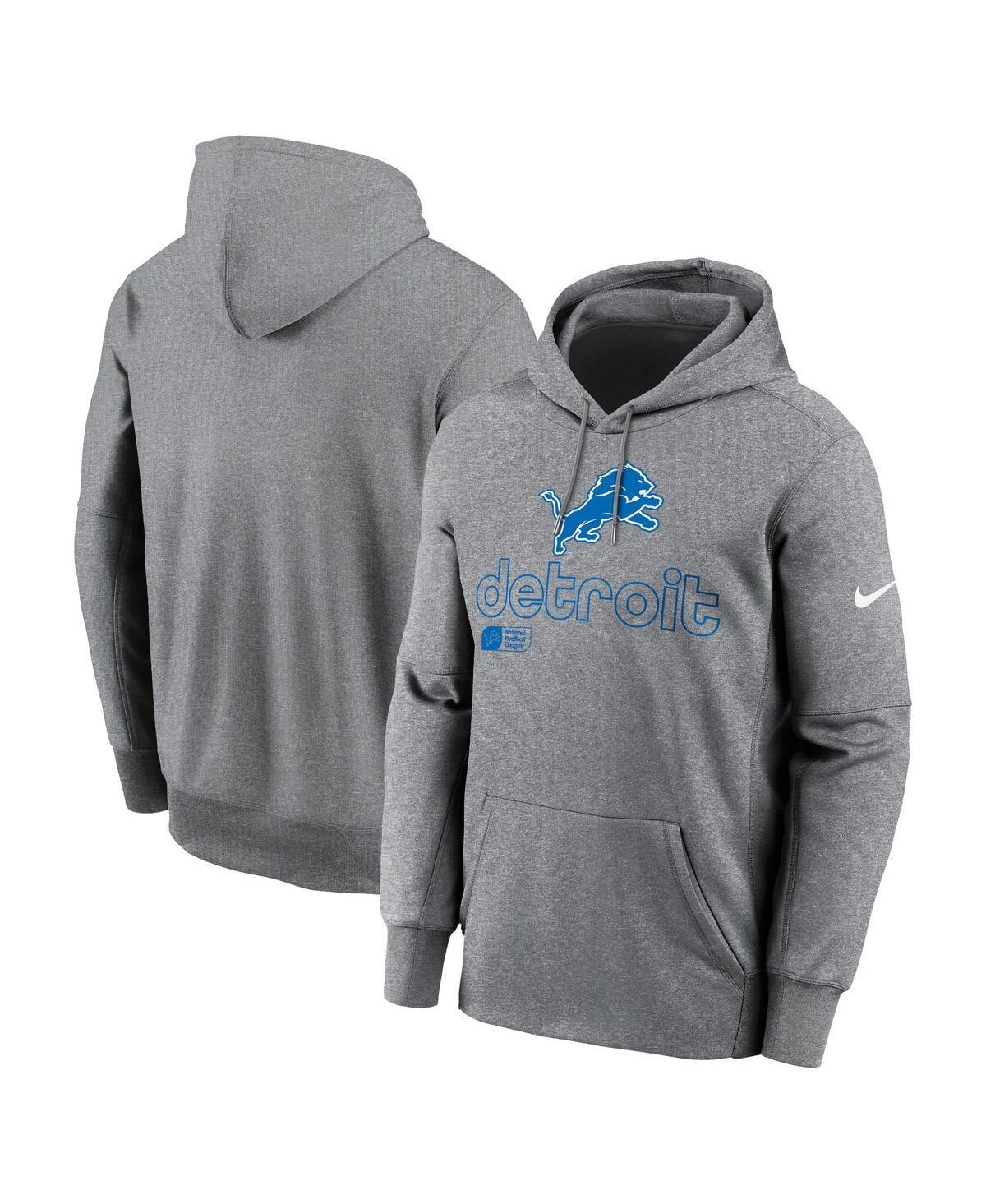 Nike Mens Heather Gray Detroit Lions Performance Pullover Hoodie Product Image