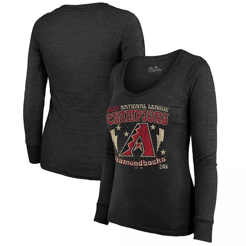 Womens Majestic Threads Arizona Diamondbacks 2023 National League Champions Tour Long Sleeve Tri-Blend T-Shirt Product Image