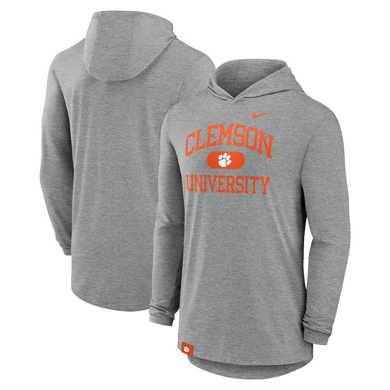 Mens Nike Heather Gray Clemson Tigers Blitz Hoodie Long Sleeve T-Shirt Product Image