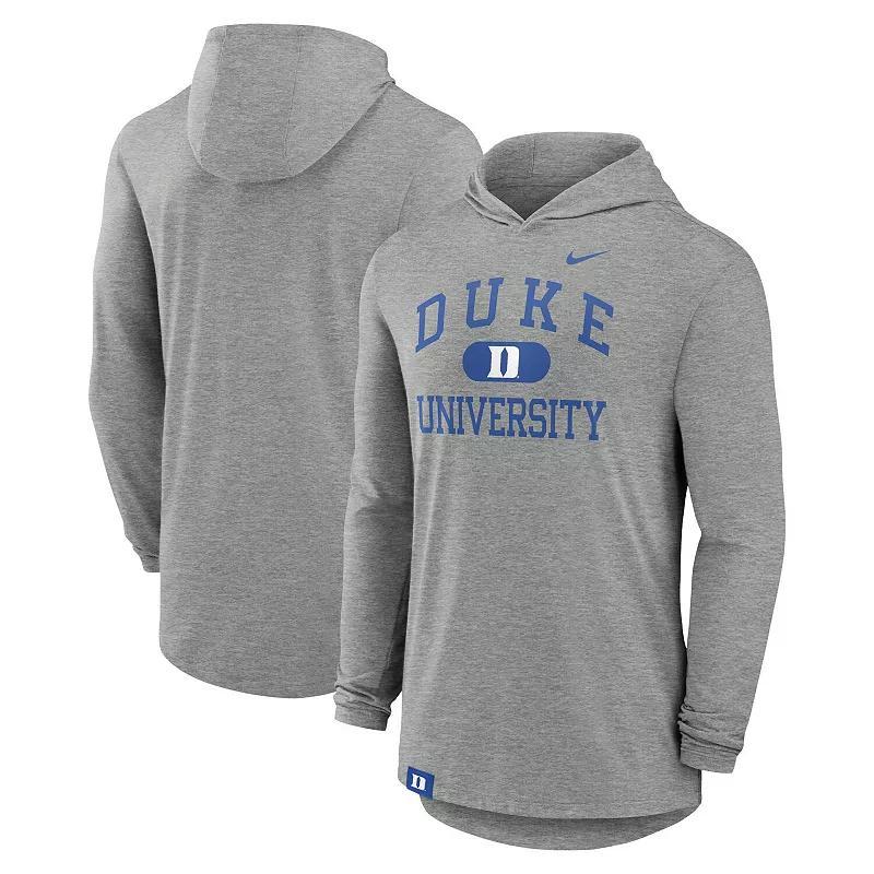 Nike Mens Heather Gray Duke Blue Devils Blitz Hoodie Long Sleeve T-Shirt Product Image