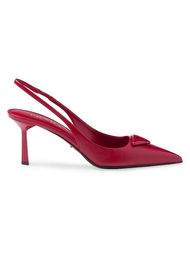 Womens Saffiano Patent Leather Slingback Pumps Product Image