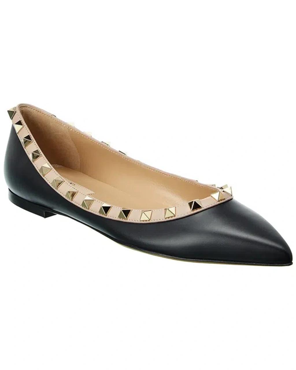 VALENTINO GARAVANI Valentino Rockstud Leather Flat In Black product image