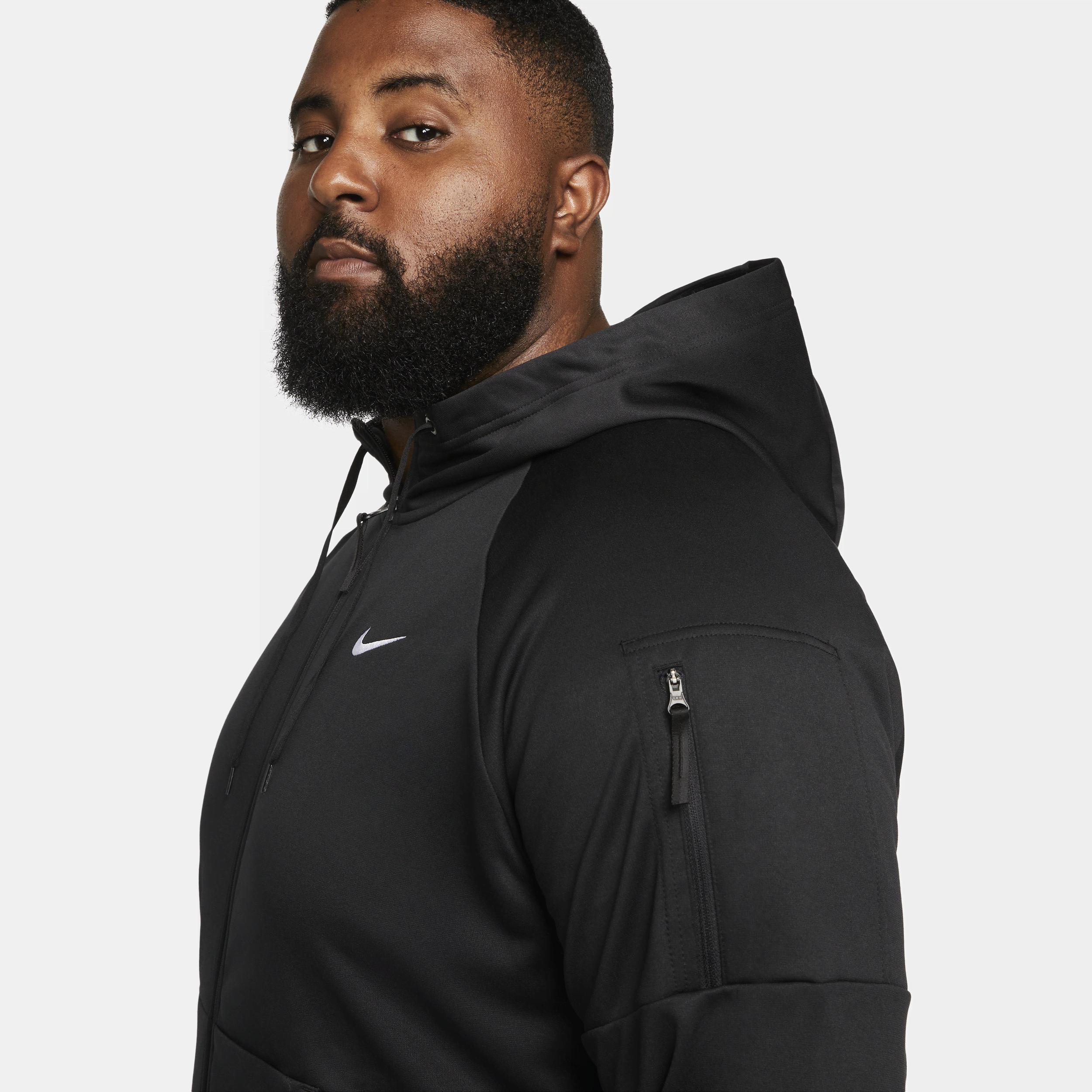 Nike Mens Nike Therma Fleece Full-Zip Hoodie - Mens Black/Black/White Product Image