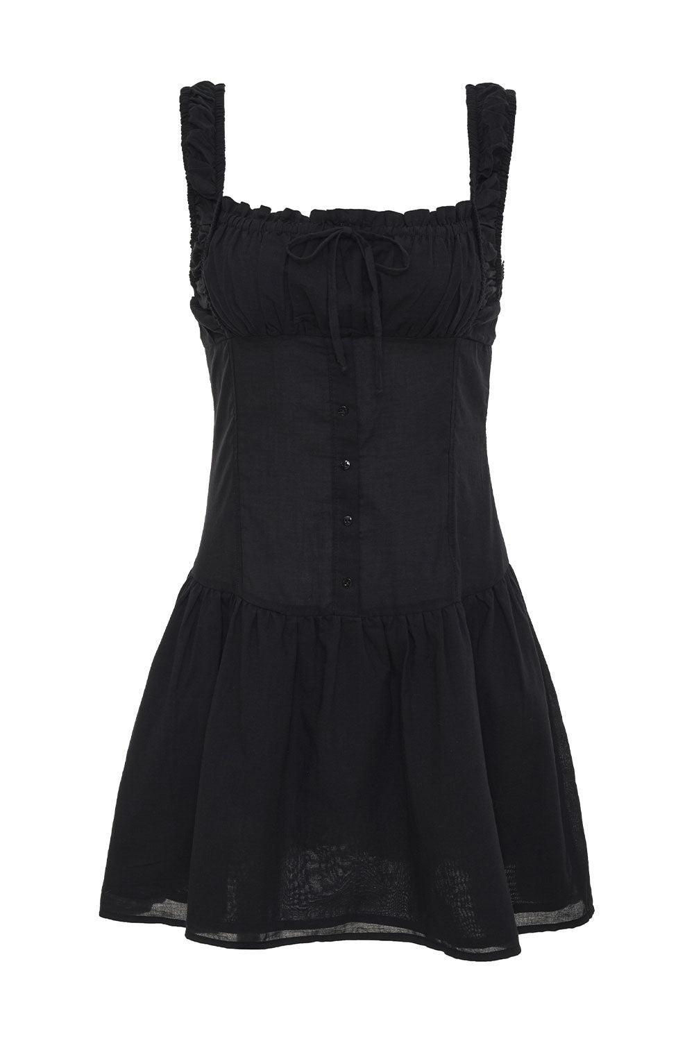 Christa Ruffle Mini Dress - Black Product Image