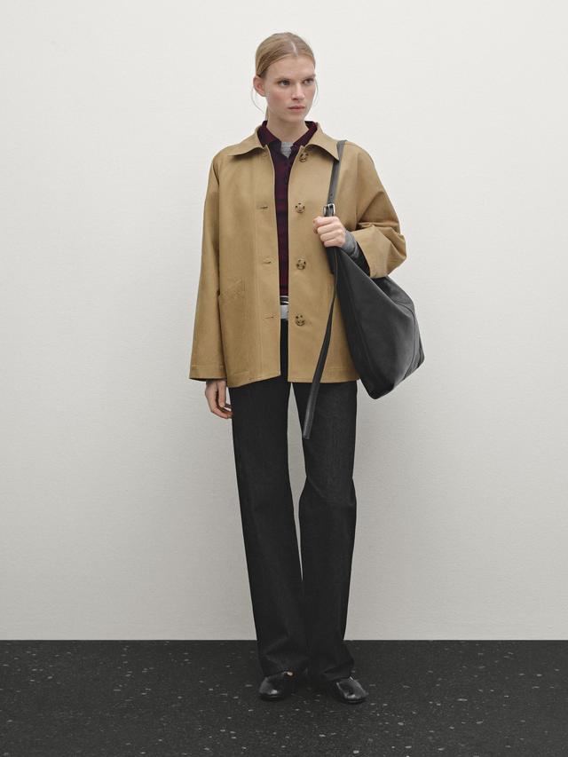 Cotton blend jacket with pockets · Camel, Greyish Green · Coats And Jackets | Massimo Dutti Product Image