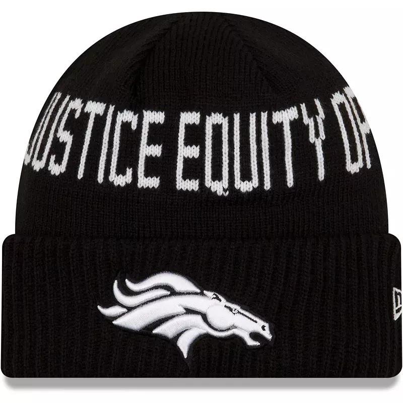 Mens New Era Black Denver Broncos Team Social Justice Cuffed Knit Hat Product Image