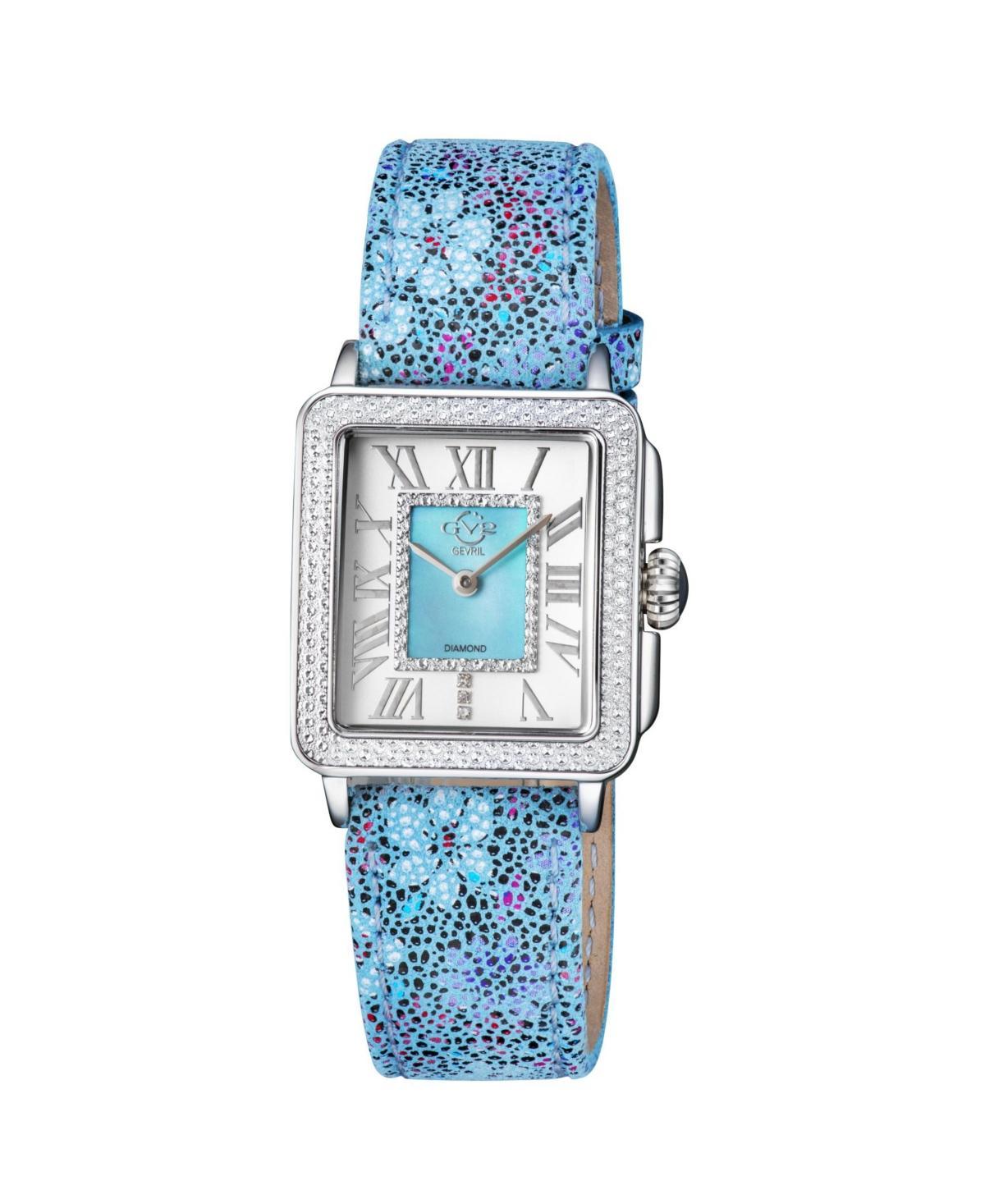 GV2 Womens Padova Floral Blue Leather Swiss Quartz Strap Watch 30 mm Product Image