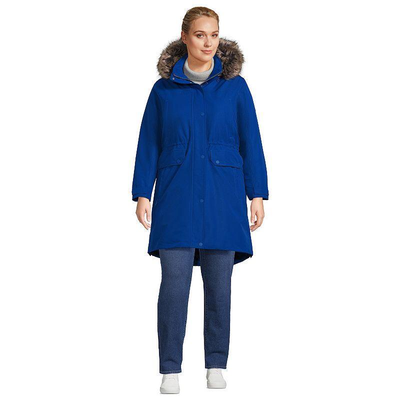 Plus Size Lands End Expedition Down Waterproof Winter Parka, Womens Dark Blue Product Image