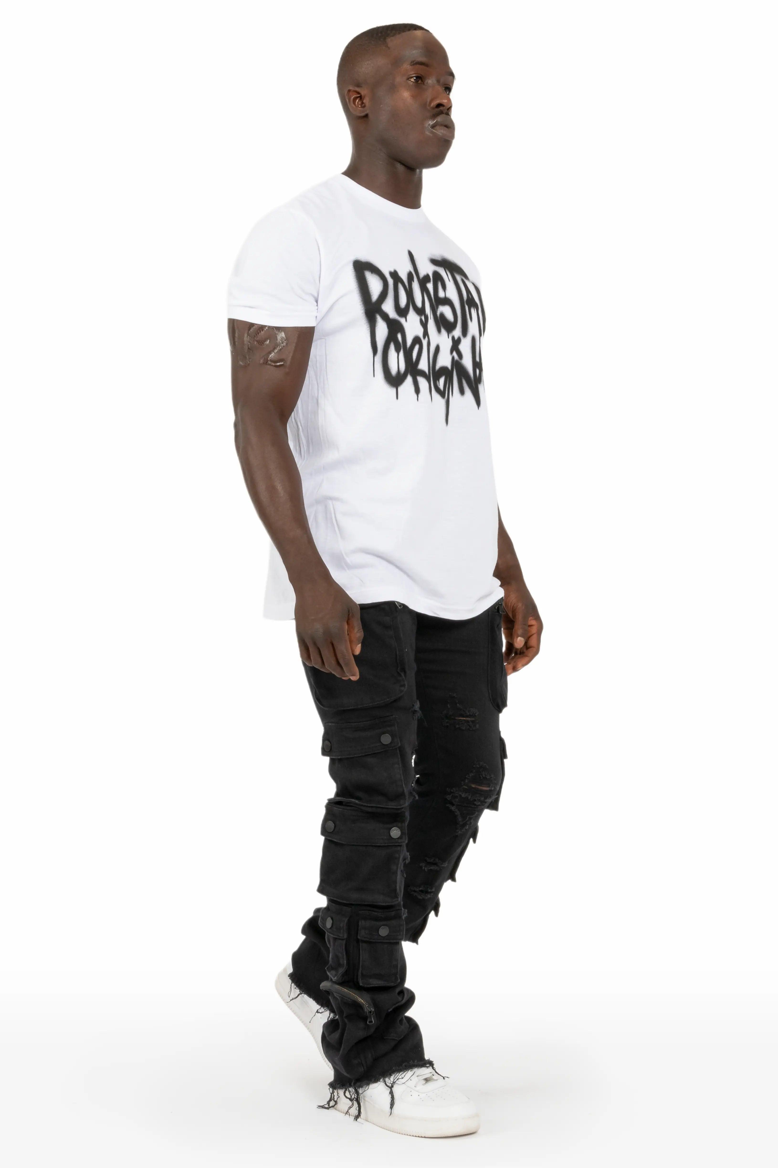 Konrad Black Cargo Stacked Flare Jean Male Product Image