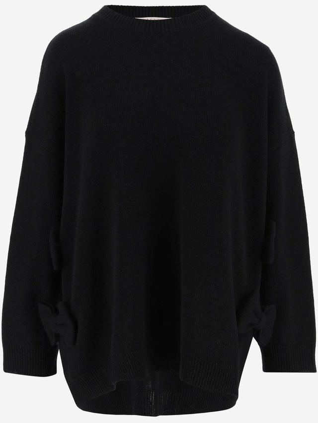 Wool Sweater With Bow Detail In Black Product Image