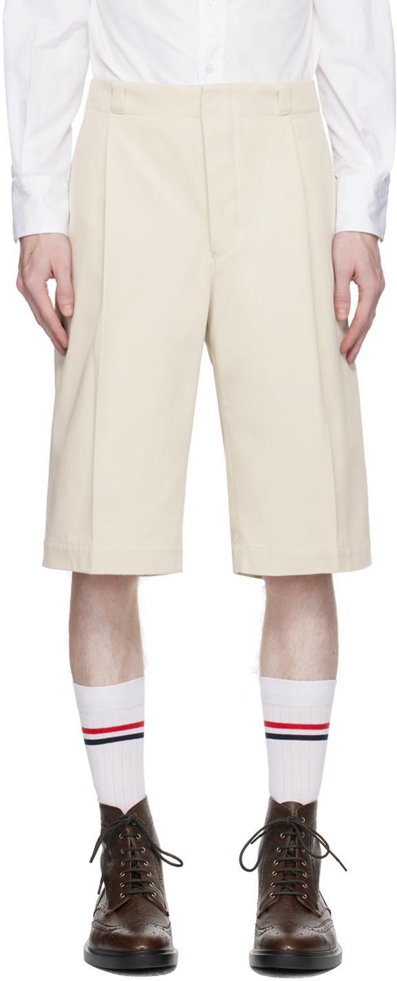 Off-white Single Pleat Shorts In 113 Natural White Product Image