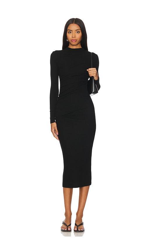 Silk Knit Long Sleeve Twist Midi Dress Product Image