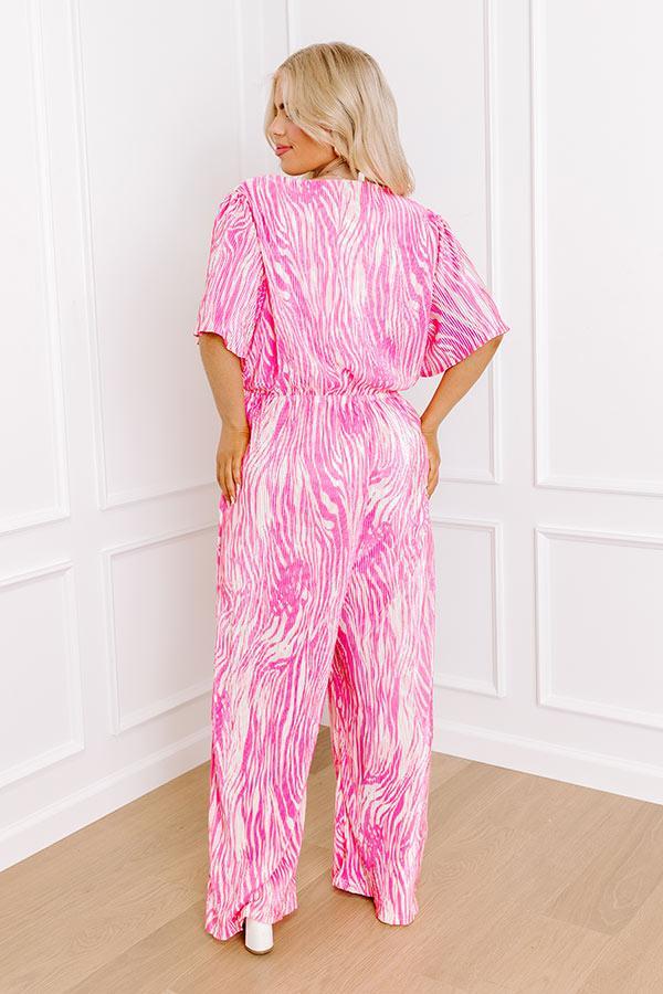 Peak Party Vibes Pleated Jumpsuit In Pink Curves Product Image