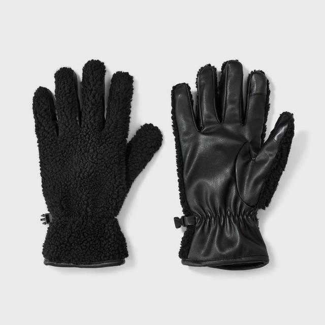 Mens Faux Shearling Gloves - Goodfellow & Co Black S/M Product Image