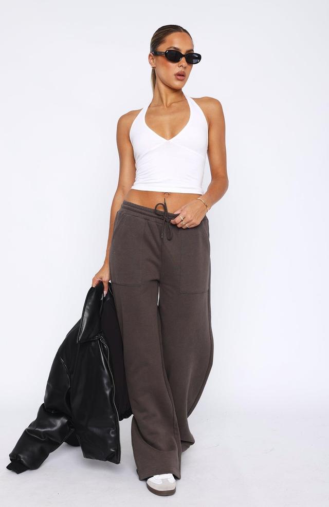 You'd Love It Here Wide Leg Sweatpants Charcoal Product Image