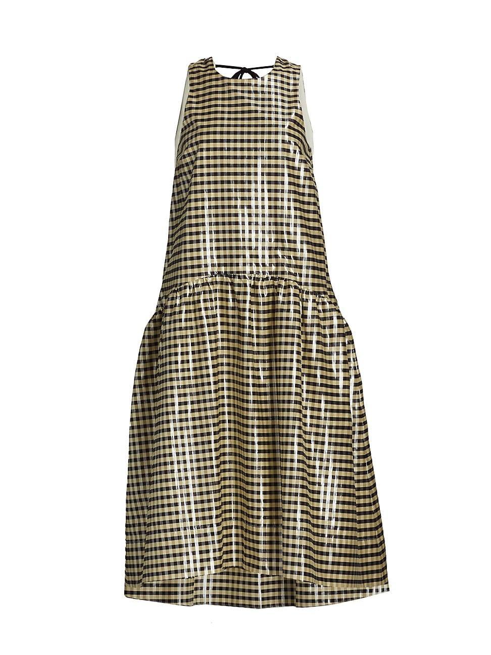 Womens Plaid Cotton A-Line Midi-Dress Product Image